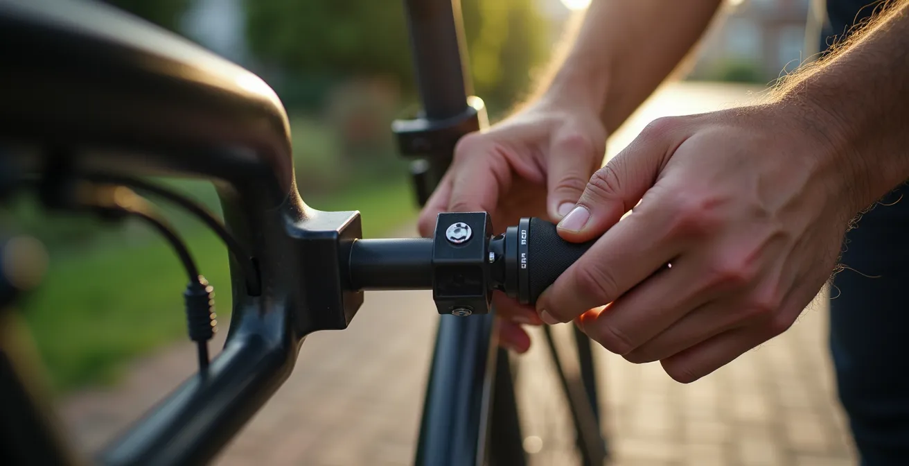 Detailopname van beschermde carbon fietsframe bevestiging op moderne fietsendrager