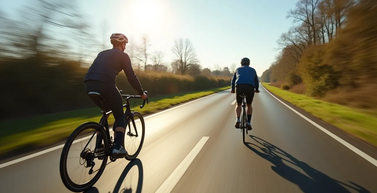 Drie types fietsers met verschillende snelheden op fietspad