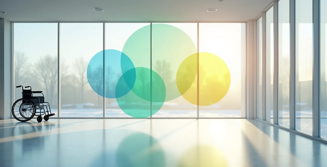 Abstract beeld van overlappende cirkels die verschillende verzekeringen symboliseren
