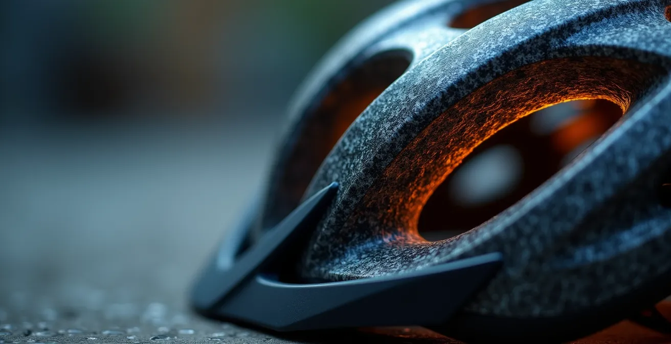 Close-up van NTA 8776 helm toont extra bescherming bij slapen en achterhoofd