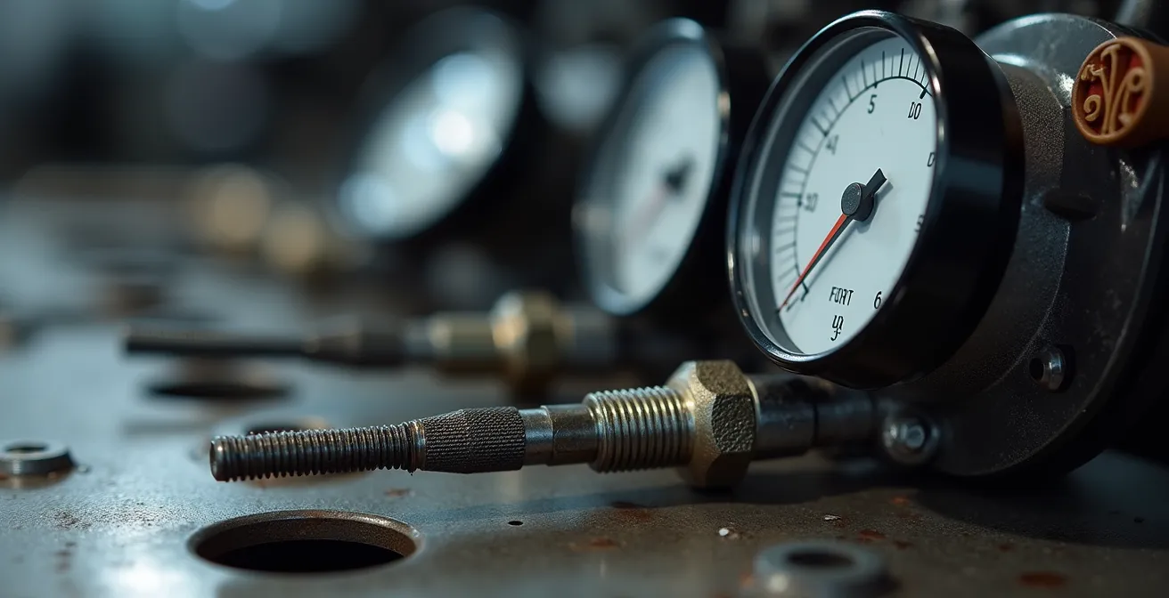 Detailopname van auto-inspectie met meetinstrumenten in Nederlandse garage